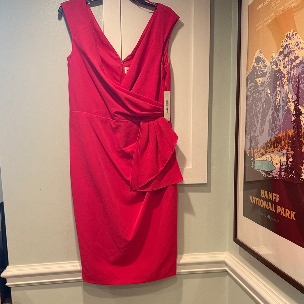 Eliza J Vibrant Magenta Midi Dress new with tags